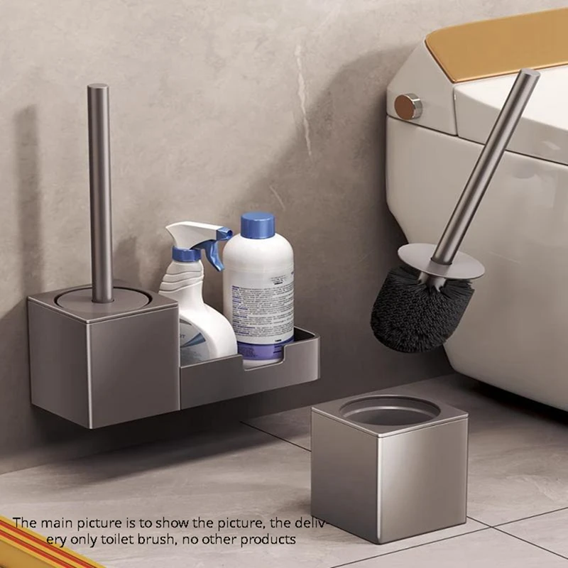 Punch-Free Toilet Brush Holder, With Shelf, Household Toilet Brush Without Dead Corners, Bathroom