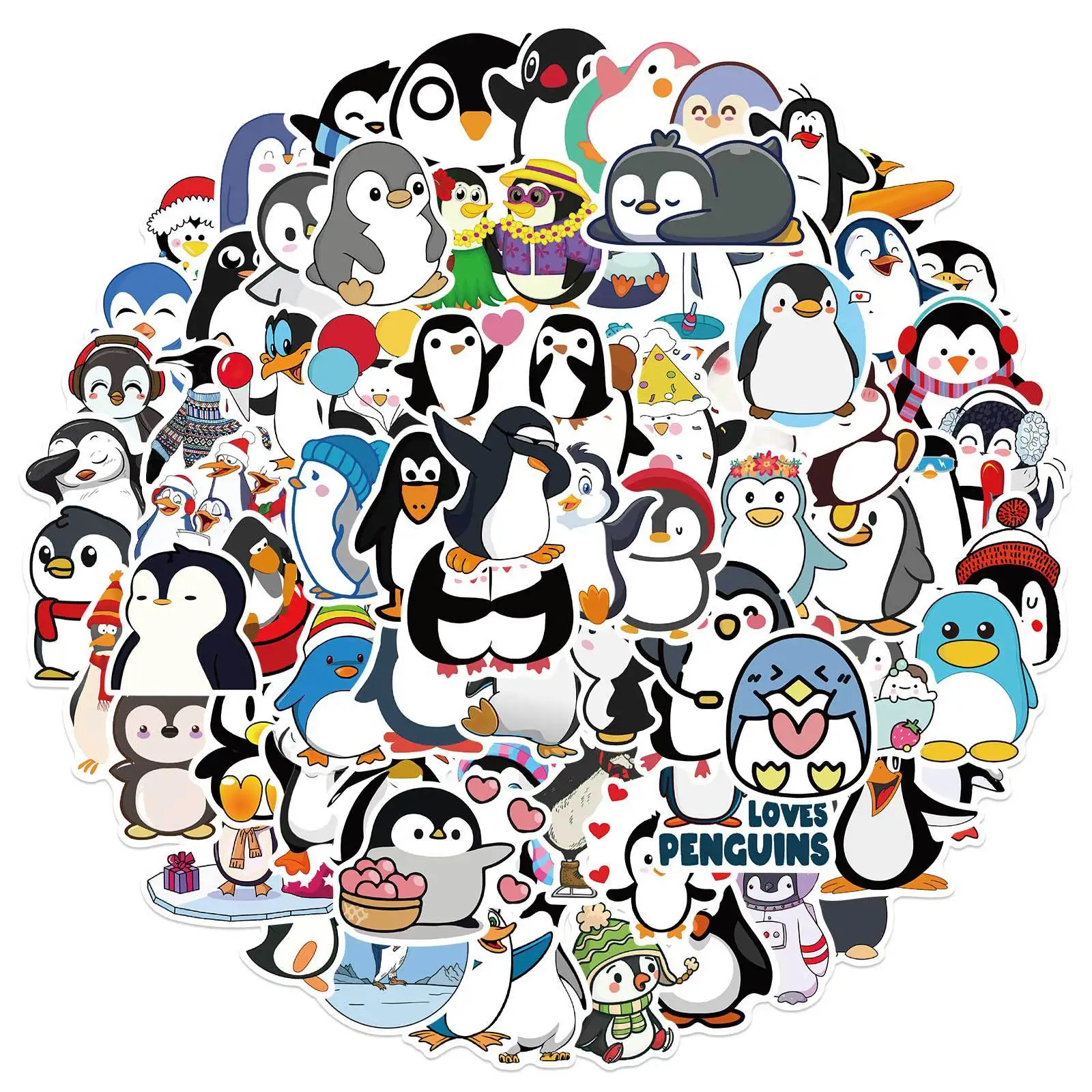 100PCS Nette Pinguin Anime Aufkleber Wasserdicht Cartoon Aufkleber Auto Motorrad Reise Gepäck Gitarre Kühlschrank Laptop Spielzeug