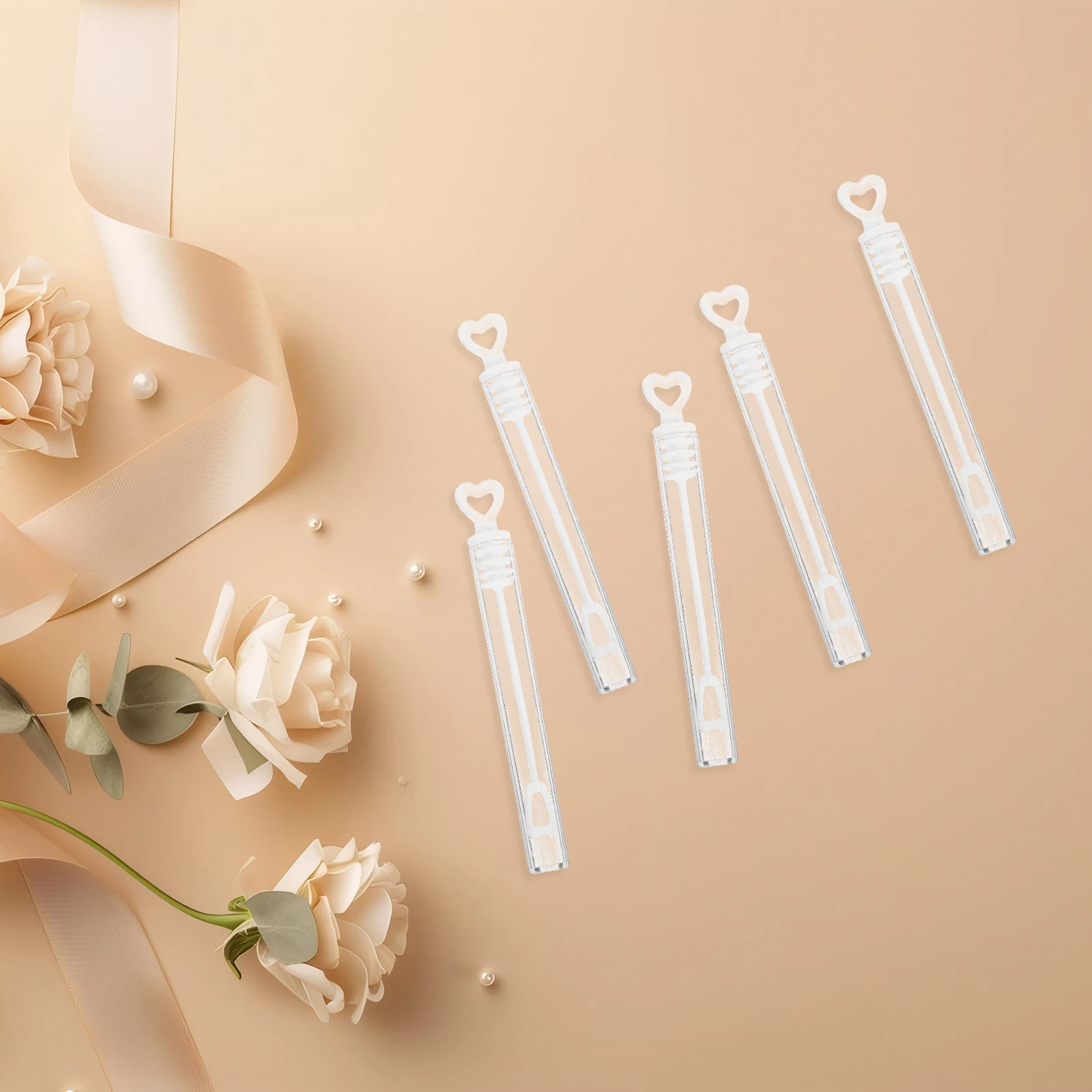 

48 Pcs Heart Wedding Tubes Clear Design Party Favors Kids Lightweight Portable Blow