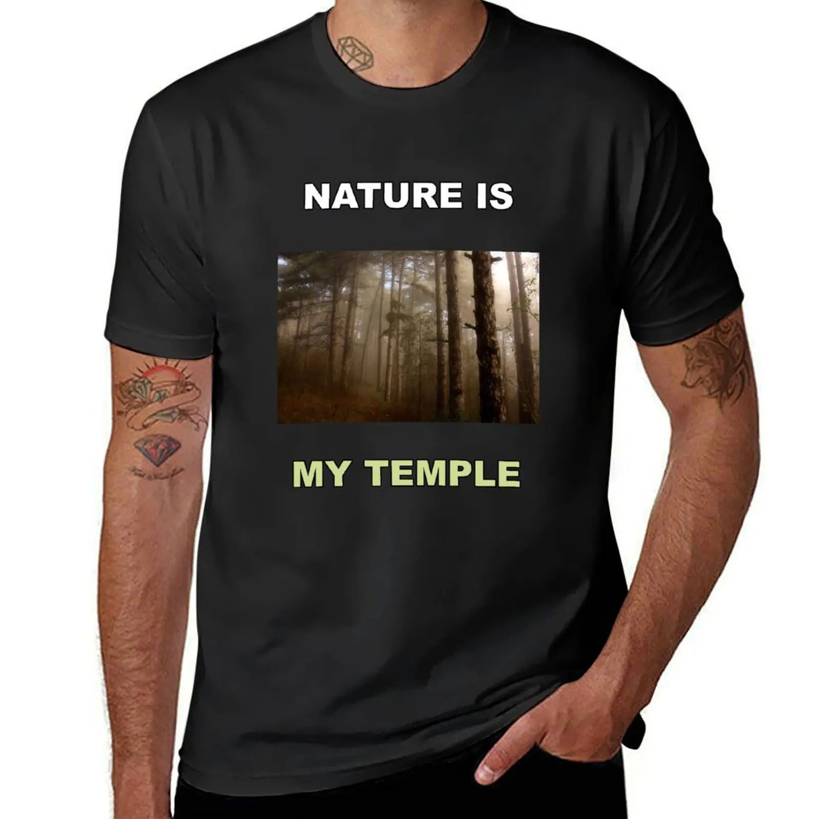 

Nature Is My Temple - Foggy Woods T-Shirt graphics sports fans mens cotton t shirts