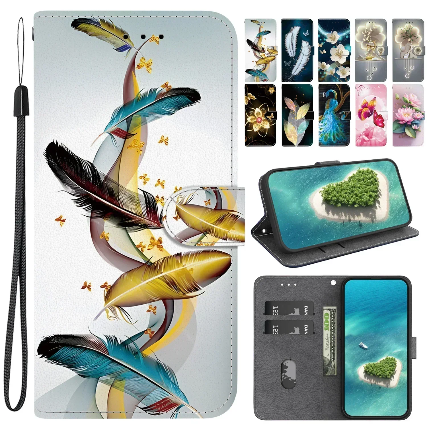 Fundas para Honor 200 90 80 70 50 Pro Lite SE Plus 5G Play 60 funda coque Flip Wallet fundas de teléfono Sunjolly