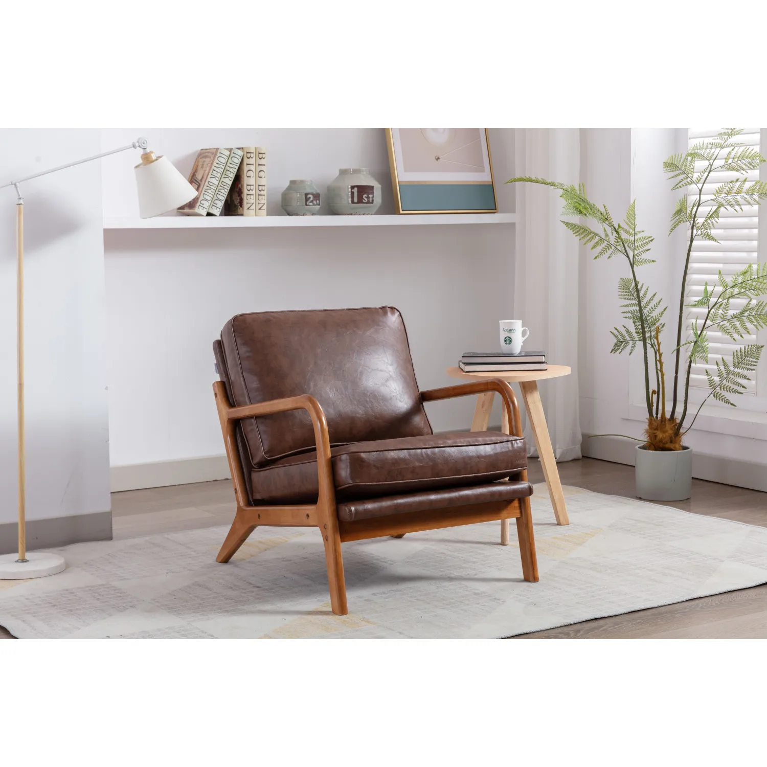 Coolmore Wood Frame Armchair, Lounge Chair for Living Room