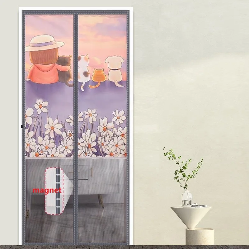 

Magnetic Cartoon Door Curtain for Bedroom Privacy Mosquito Net Magnetic Screen Door Self-adhesive Doorway Curtain