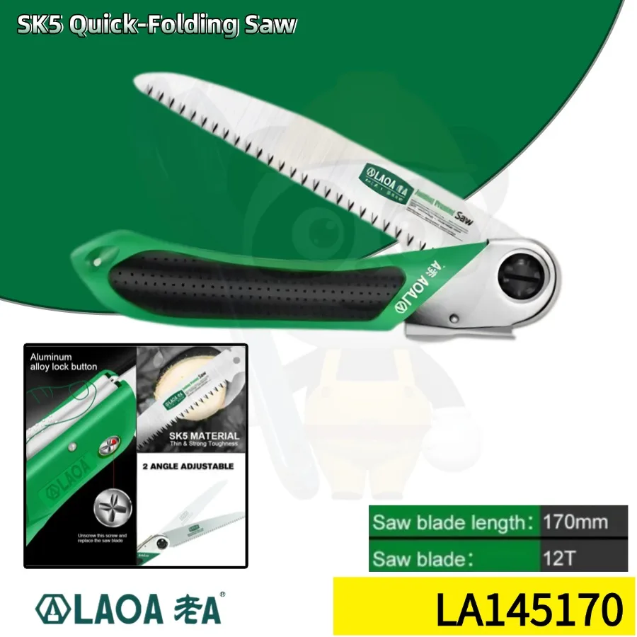 

LAOA Foldable SK5 Pruning Saw Sharp Tooth Hand Tool for Garden Camping Branch & Wood Cutting LA148210