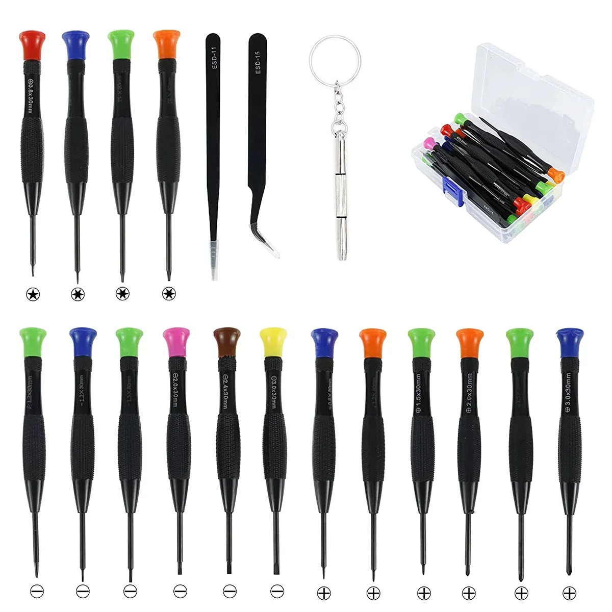 114PCS/6SET Mini Screwdriver Set 0.8-3mm Steel Micro Cross Screwdriver Kit Metric Flat Head Magnetic Screwdriver For Repair