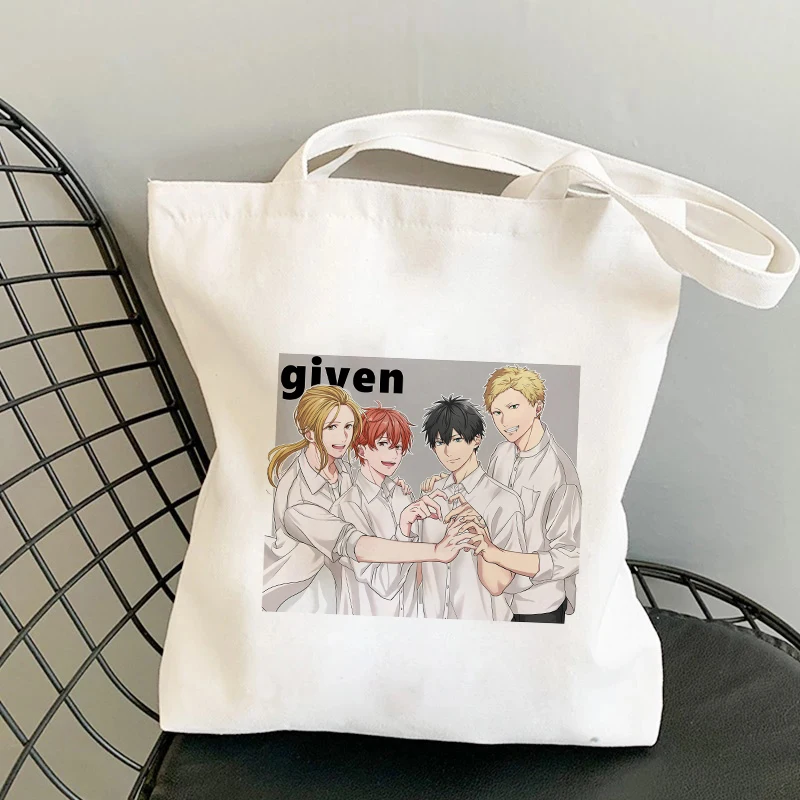 Yaoi Bl Given Shopper Bag Yaoi Given Anime Manga Tote Bag Shopping Unisex Fashion Travel Canvas Bag Pacakge Hand Bag Beach Bag