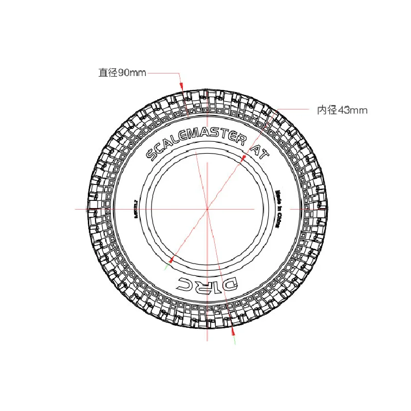 1.7インチホイールタイヤ,90mm,1/10 rc用,クローラー,同軸,scx10 ii 90046 rc4wd d90 cc01,diy部品,2個