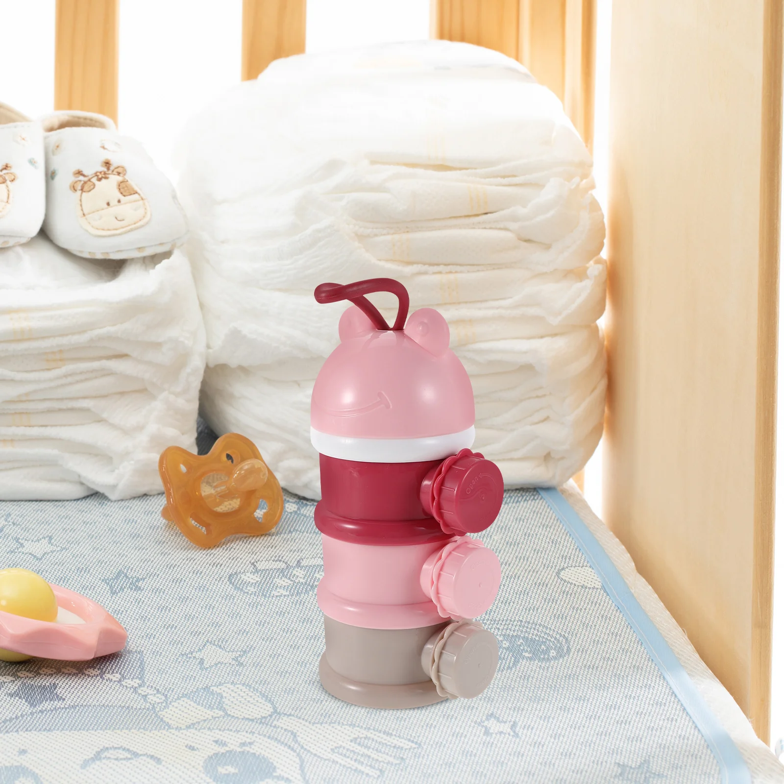 

Portable Colorful Three-Layer Milk Powder Container Rotating Formula Dispenser Stackable Storage Snack Holder Travel Use