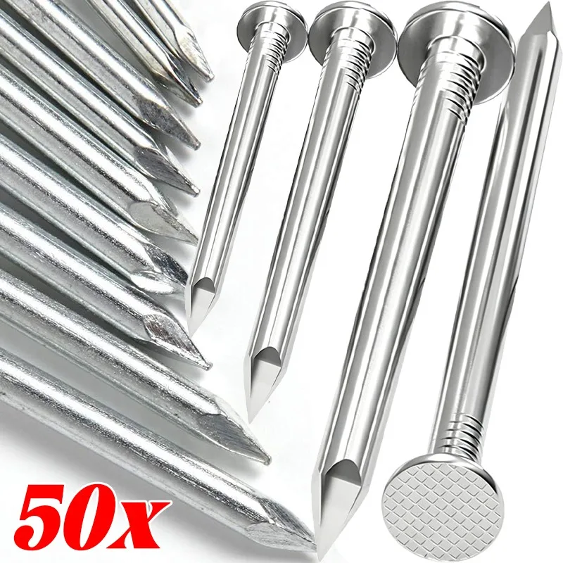50pcs Stainless Steel Nail Round Head Tack Drywall Wood Picture Hangers Nails Hardware Woodworking DIY Fasteners 0.5-2inches