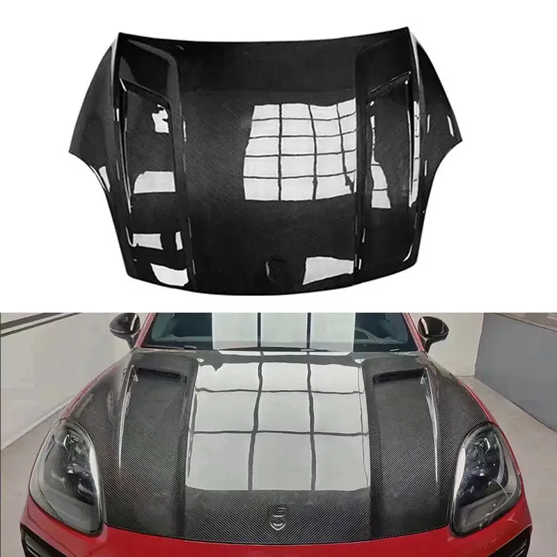 

Carbon Fiber Fibre Body Kit Front Engine Hood Bonnet Vented For Porsche Cayenne 9y0,100% TESTED WELL