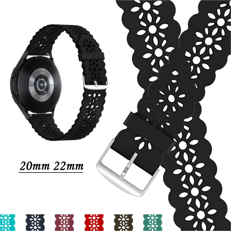 20mm 22mm Lace Band for Samsung Galaxy watch 7-5-4-3/6 Classic/Active 2 40mm/44mm sport Silicone bracelet huawei gt 3-2-2e Strap
