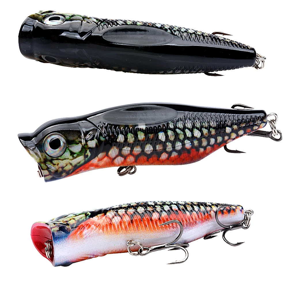 8‑piece Popper Topwater Lures, 3.5‑inch / 16‑gram Hard Baits With Rattle Beads