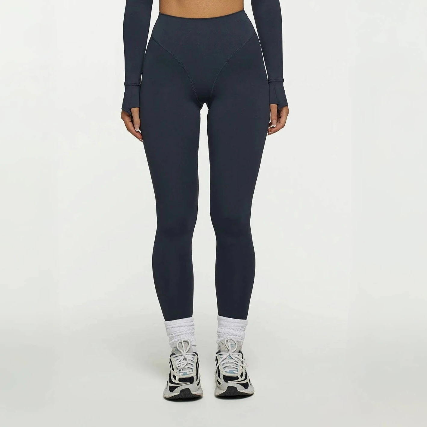 High waist hip lift yoga pants nine-point pants women elastic leggings training wear solid color outdoors running fitness pants