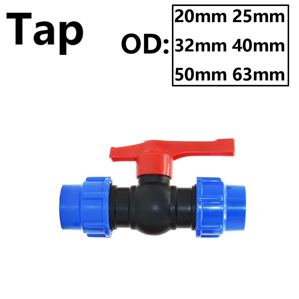 T-type 20/25/32/40/50/63mm Pvc Pe Tube Tee Quick Connector Ball Valve Water Splitter Garden Tap Tee Water Flow Control Valve