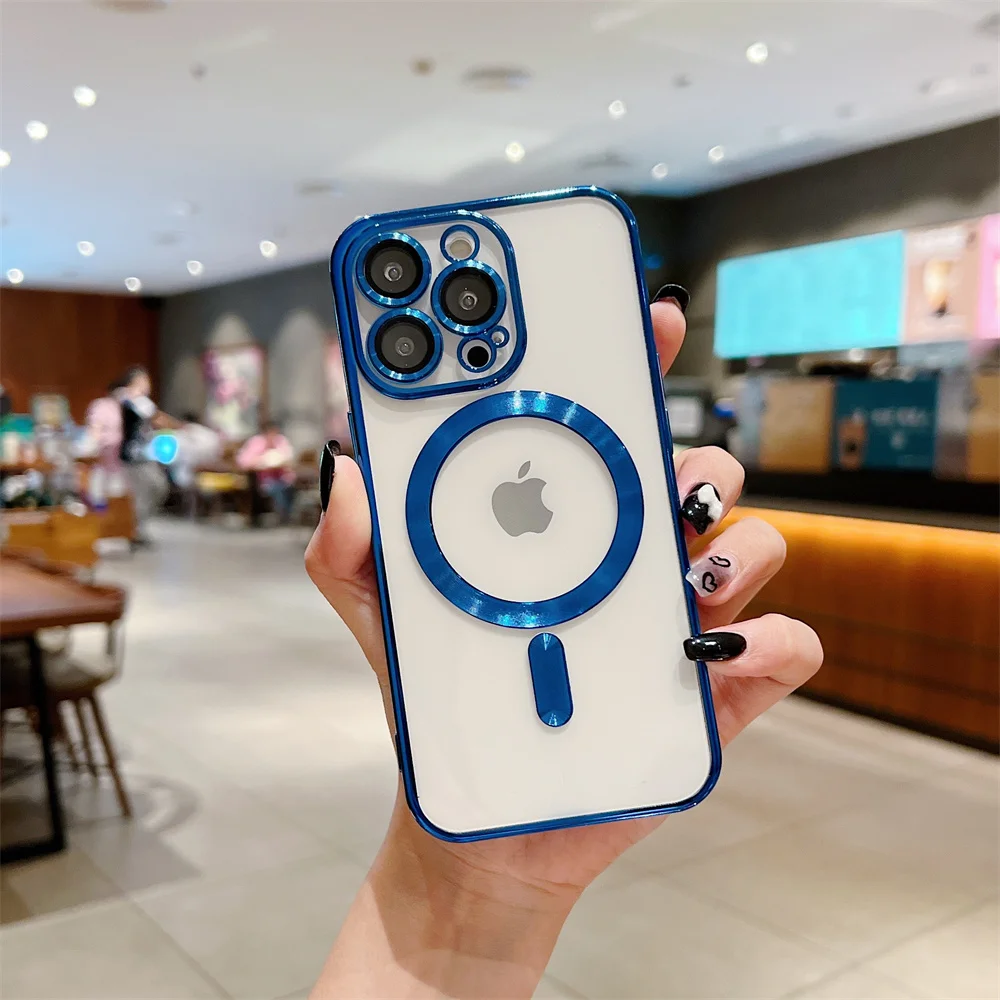 

Fashion Charging Cover For iPhone14 13 12 11 Pro Max Plus For Magsafe With Lens Protector Camera Wireless Magnetic Silicone Case