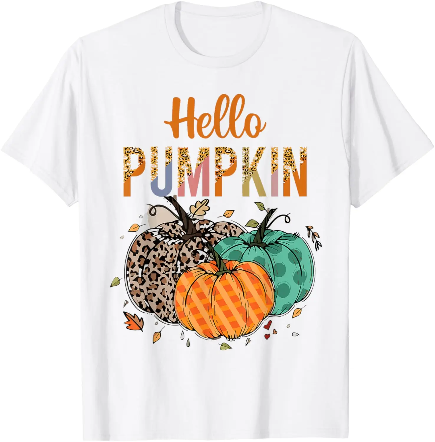 

Hello Pumpkin Leopard Print For Fall Thanksgiving T-Shirt
