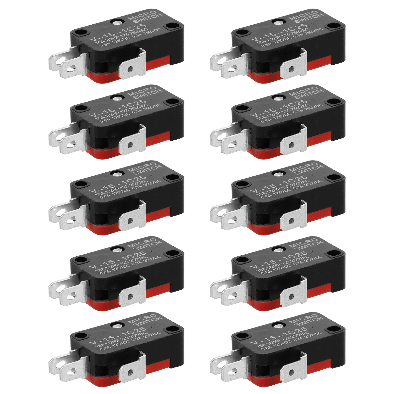 

10 Pcs Micro Limit Switch SPDT 1NO 1NC Quick Button Precision Control V-15-1C25 Appliance Switch Home Electrical