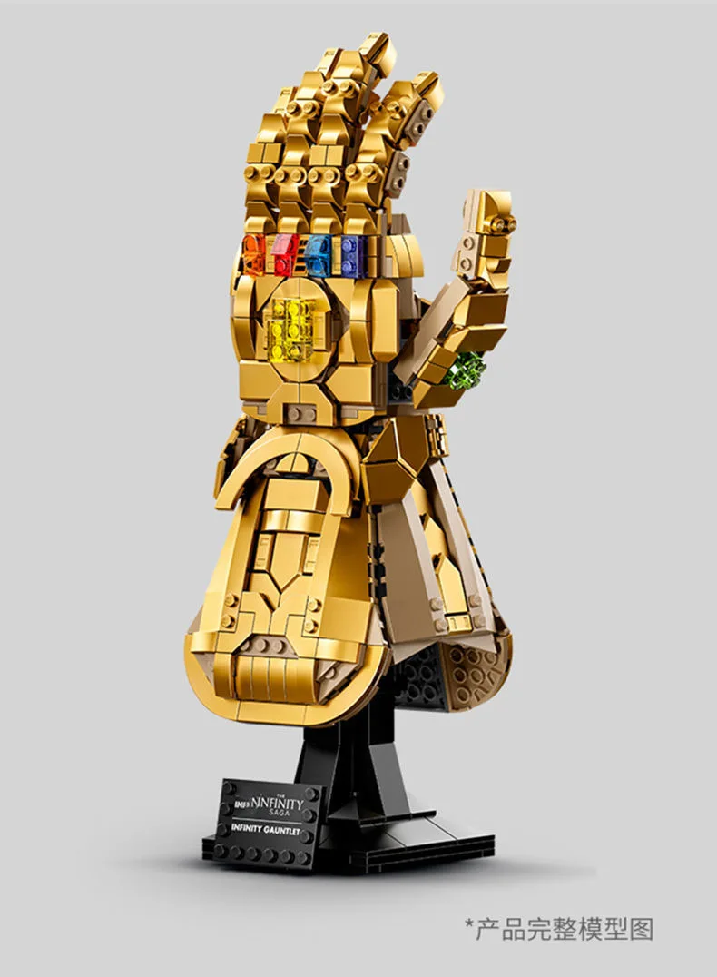 Disney Anime Avengers Super Hero Thanos Infinity Gauntlet Weapon Iron Man Building Blocks Sets Figureals Model Boy Toys Kid Gift