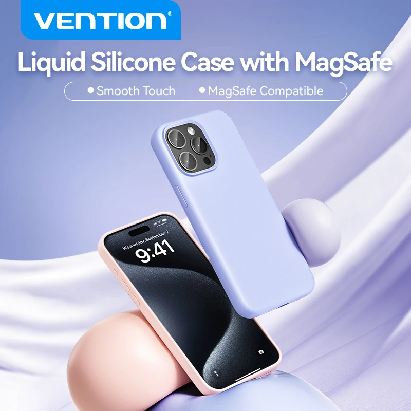 Vention Liquid Silicone Magnetic Case for iPhone 15 14 13 ProMax Wireless Charging Cover For Magnet Wireless Charging Phone Case