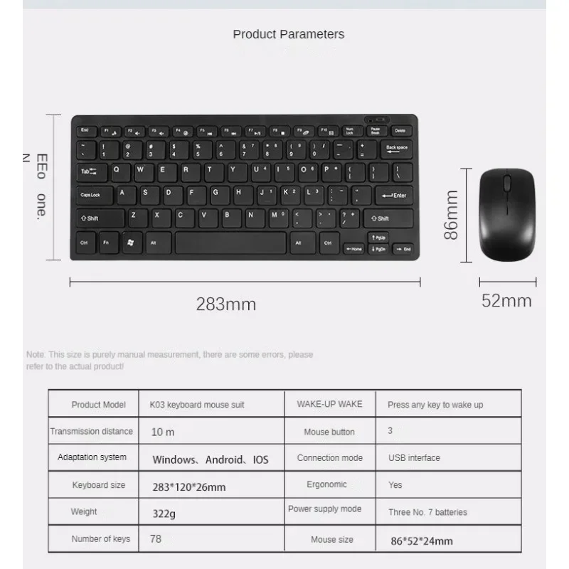 2.4G Wireless Keyboard Mouse Set Silent Key Board and Mouse Combo Kit Ultra Slim Keyboards with Protective film For Laptop PC