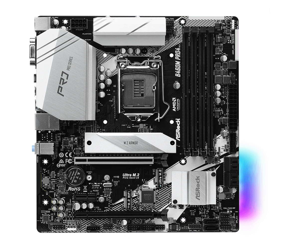 

Материнская плата ASROCK B460M PRO4 Intel B460 LGA 1200, поддержка i9-10900K i5-10400F i3-10100 i7-10700 i3-10105, процессор M.2 DDR4 128 ГБ