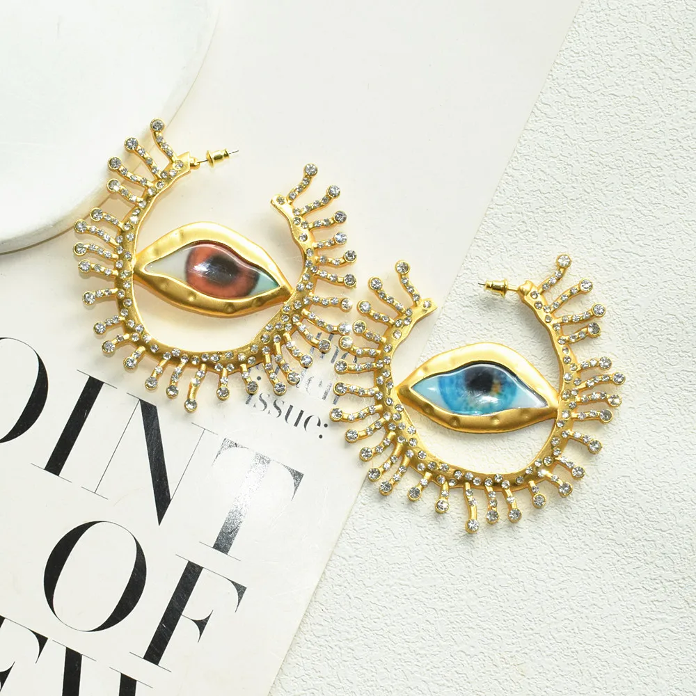 Baroque Style Vintage Alloy Big Eyes Dangle Earrings For Women Jewelry New Arrival Fashion Exaggerated Lady Ears\' Accessories