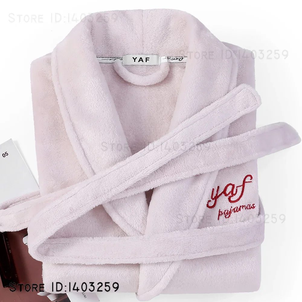 

Thicken Couple Nightwear Lapel Long Sleeve Bathrobe Kimono Gown Flannel Men's Robe Sleepwear Winter Warm Coral Fleece Loungewear