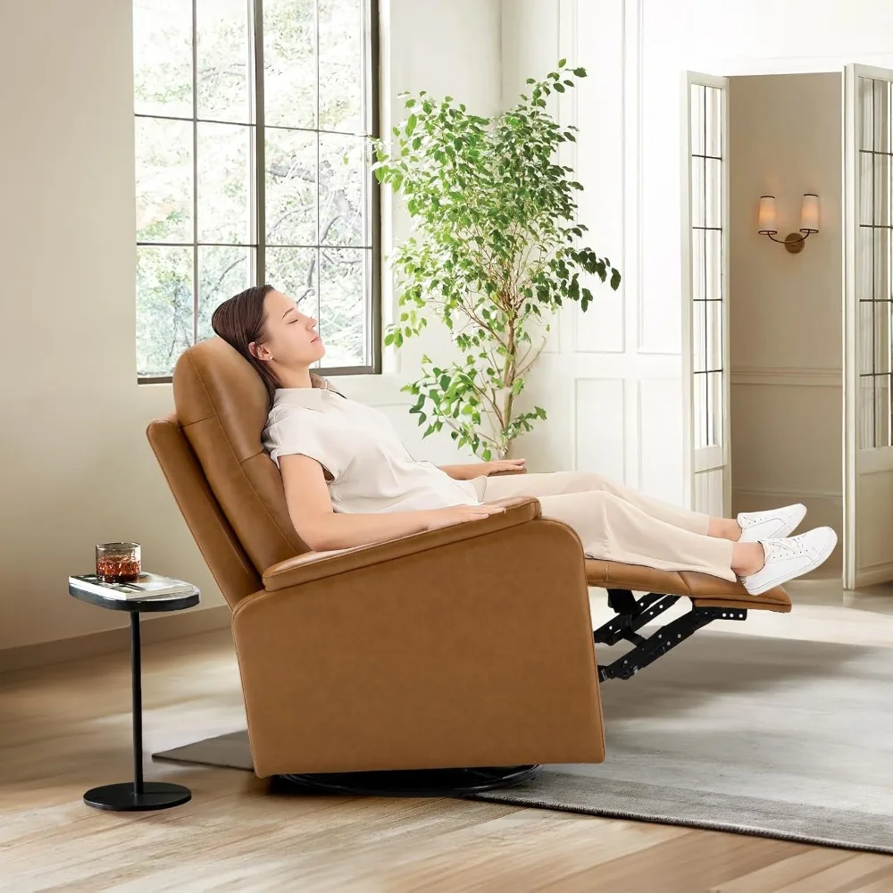 

Leather swivel lounge chair, high backrest, double-layer cushion, suitable for gliding lounge chairs in daycare and living rooms