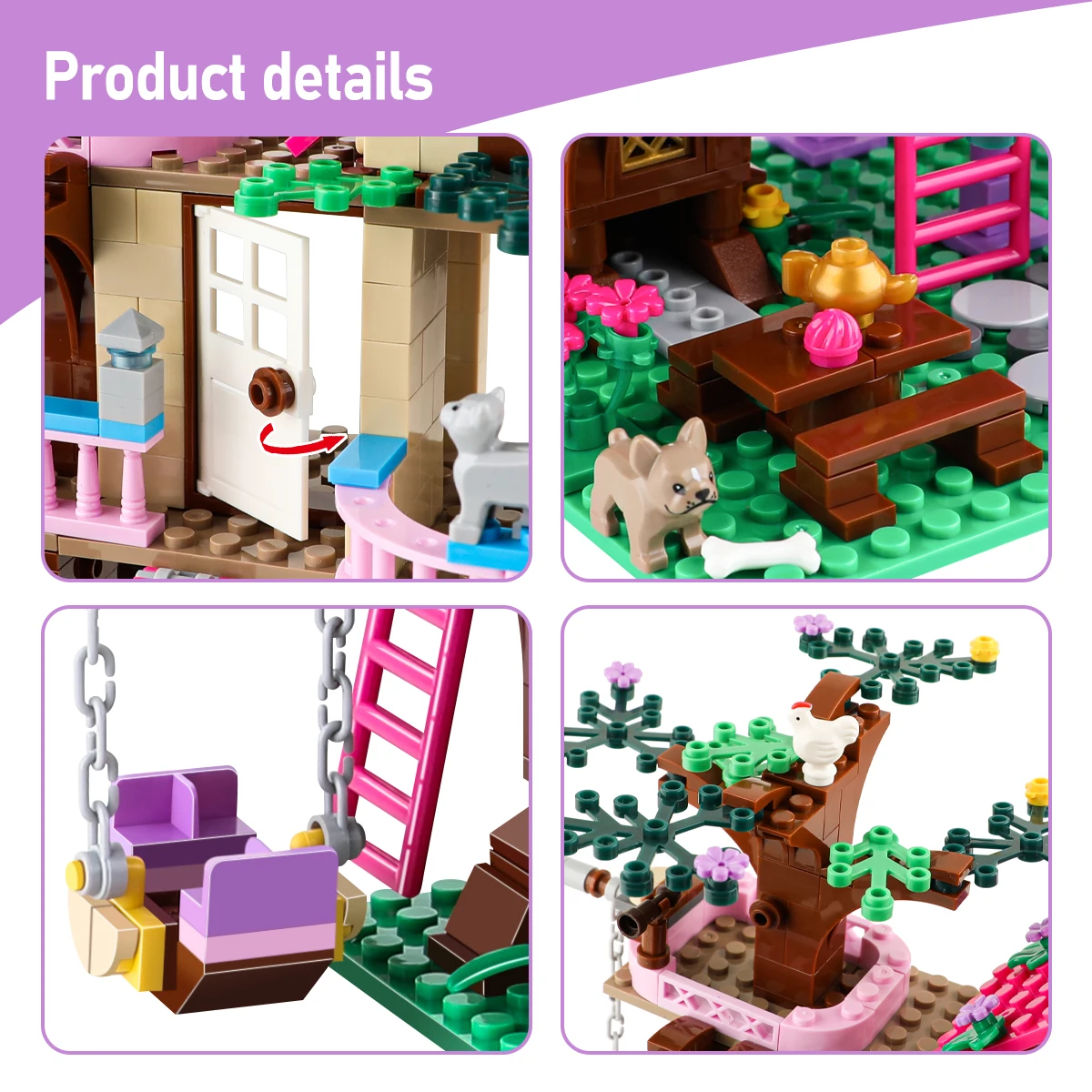 Ville arbre maison vacances d'été Villa château blocs de construction ensembles figurines jardin rue vue bricolage jouets pour enfants fille cadeau d'anniversaire