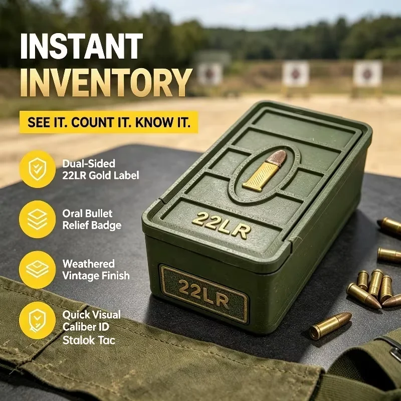 Capacity 50/100/250 Rounds Of 22LR Bullets Pre-Installed Pull-Out Shell Storage Box Bullet Box Organizer Case