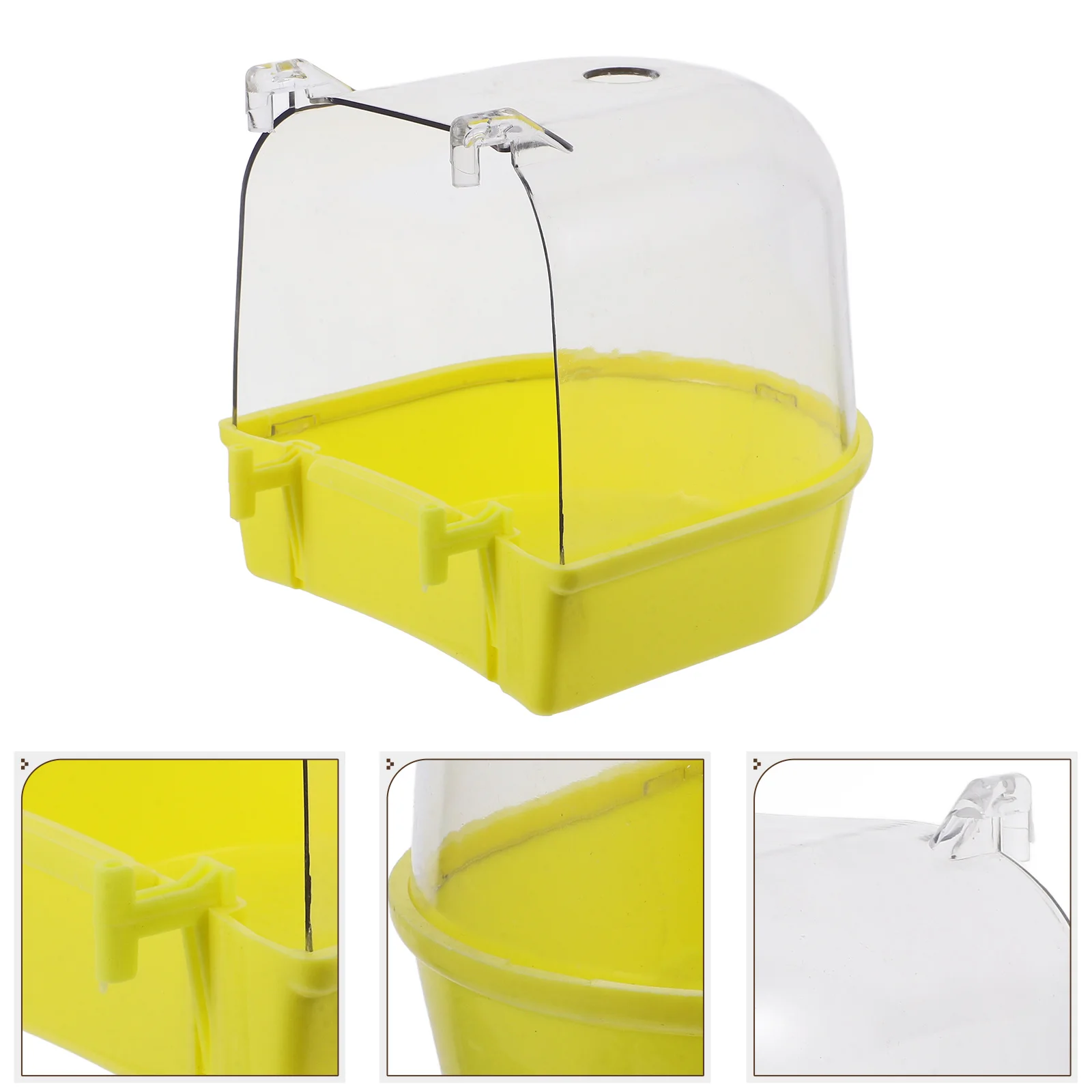 

Hanging Cube Bird Bath Cage Transparent Durable Abs Splashproof Detachable Bottom For Small Birds Parakeet Parrots Cockatiel