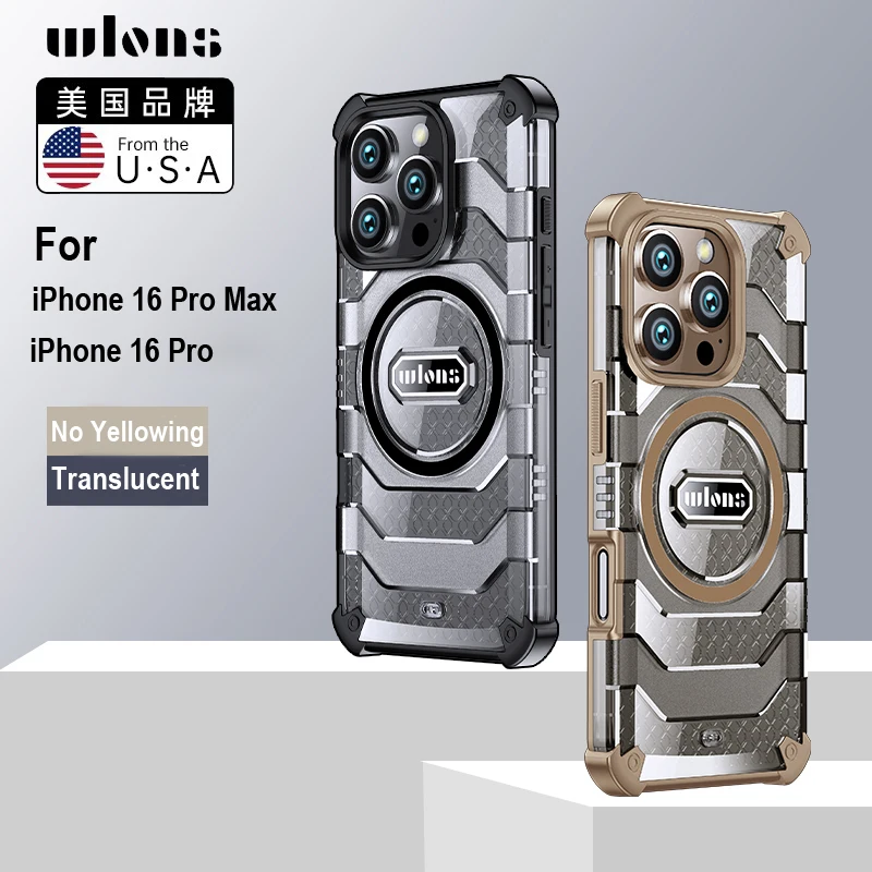 

For iPhone 16 Pro Max ,16 Pro Case Magnetic Hybird TPU Hard PC Airbag Armor Shockproof Anti-Slip Cover For iPhone16 Pro