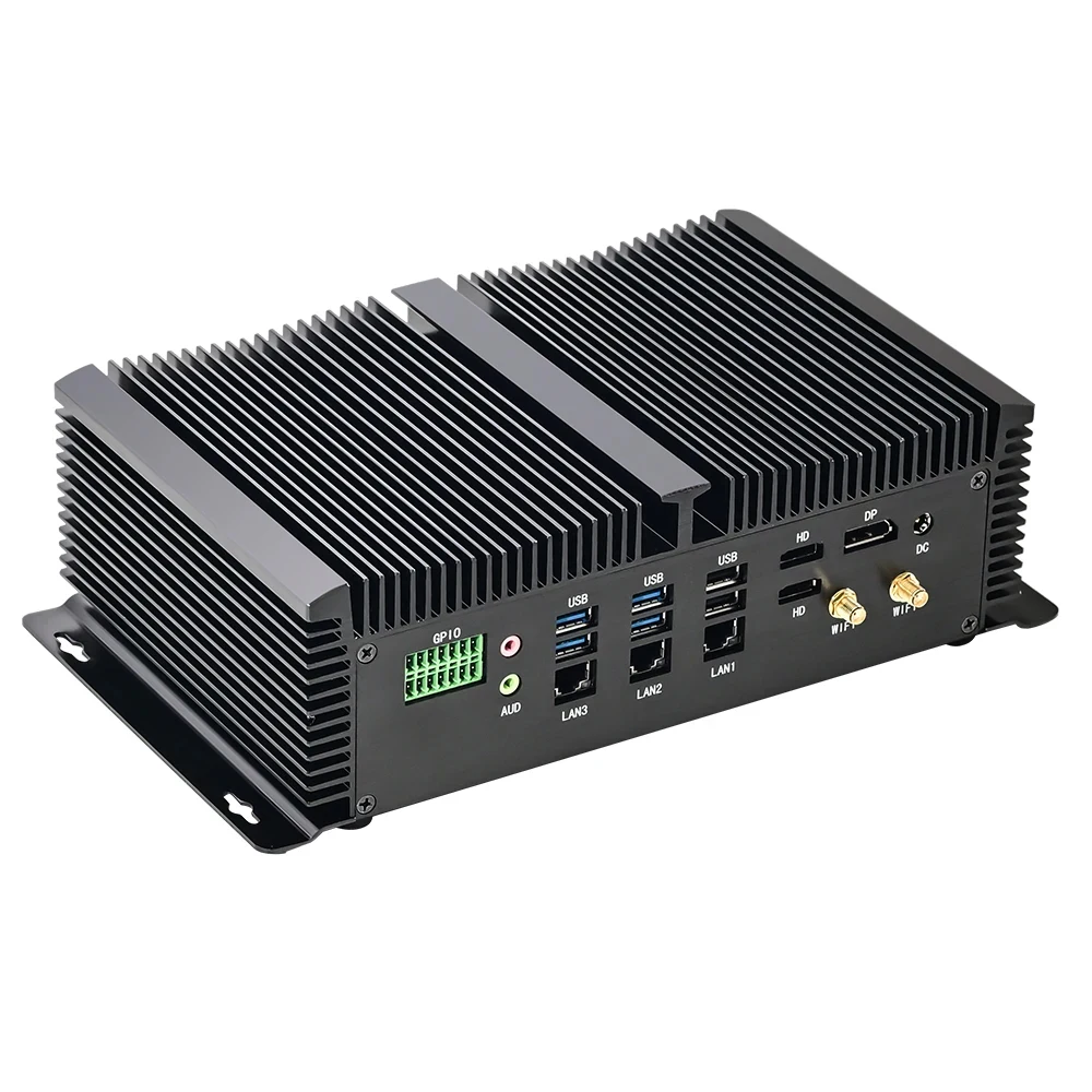 ITX Industrial sólido Mini PC Intel i7 1355U i5 1335U 3xi226-V 2,5G 2xDDR5 2xPCIe4.0 8xCOM GPIO ordenador sin ventilador 2xHD 1xDP Win11