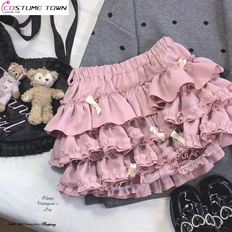

Spring and summer new pink pumpkin cake fluffy skirt slim and sweet half skirt