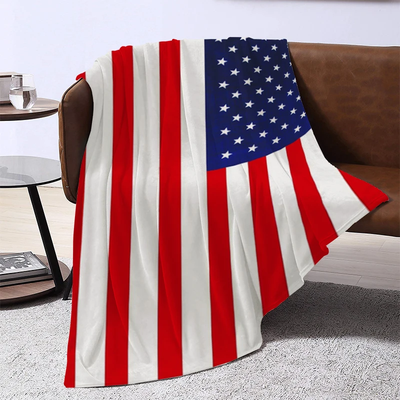 USA Flag American Blanket King Lid Plead Cover Luxury Designer Bedding Throwing Plaid Blankets for Decorative Sofa Downy Catnap