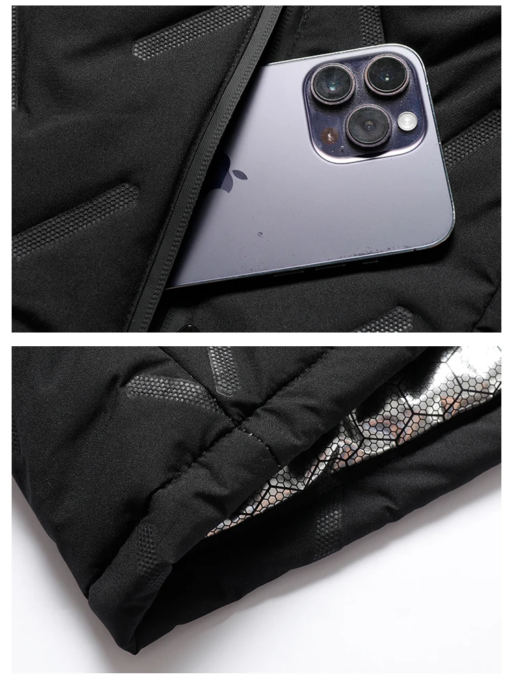 Unisex-Heizweste mit Stehkragen und Reißverschluss, 9 Heizzonen, USB-betriebene elektrische Heizweste, 3 Temperaturstufen, winddicht, leicht. – Detail 18