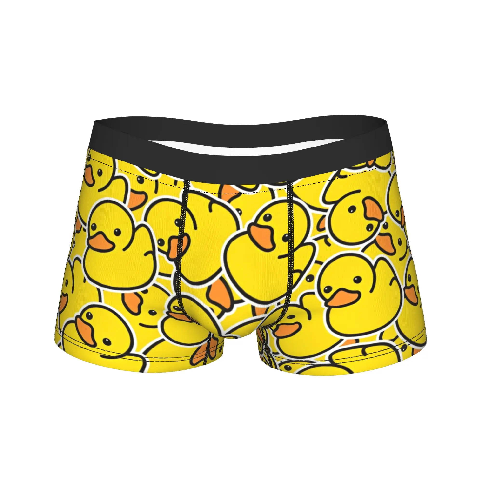 Men Little Yellow Duck Long Underwear Cartoon Printed Boxer Briefs Shorts Panties Male Breathable Underpants M-XXL