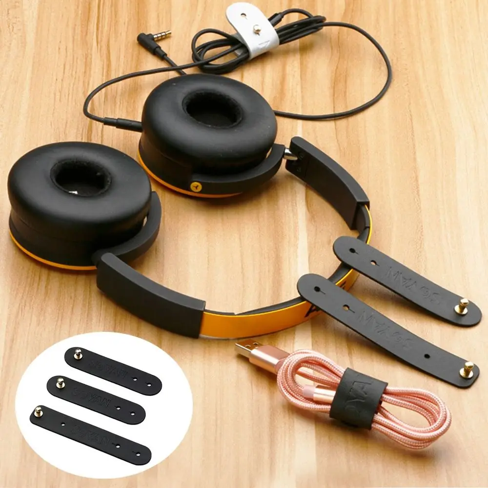 Mini Cable Winder Cute Cord Organizer Leather Cable Management Cord Organizer Desktop Storage