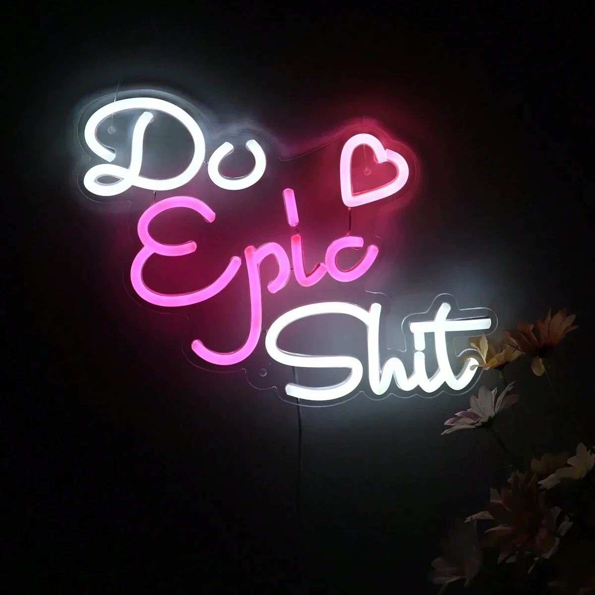 Do Epic Shit Neon Sign LED Wall Art USB Powered Lamp Funny Quote Heart Theme Decor Bedroom Living Room Party Aesthetic Light