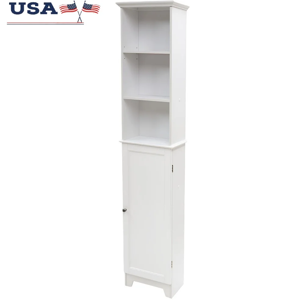 

Tall Shaker Style Floor Shelf with Adjustable Shelves Lower Cabinet Easy Assembly Indoor Modern Home Storage Solution