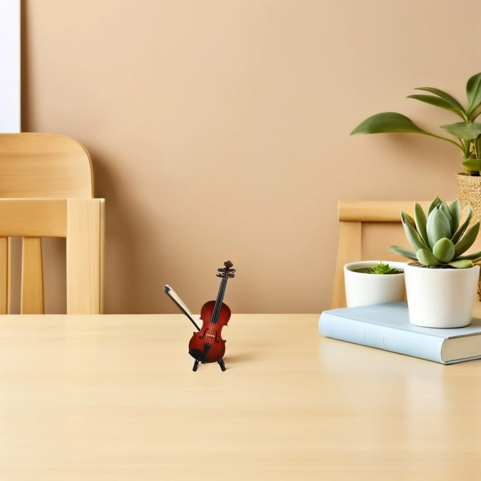 Mini violino in legno 12 cm piccolo ornamento per strumenti musicali desktop ufficio decorativo ornamento per violino in miniatura custodia per arco