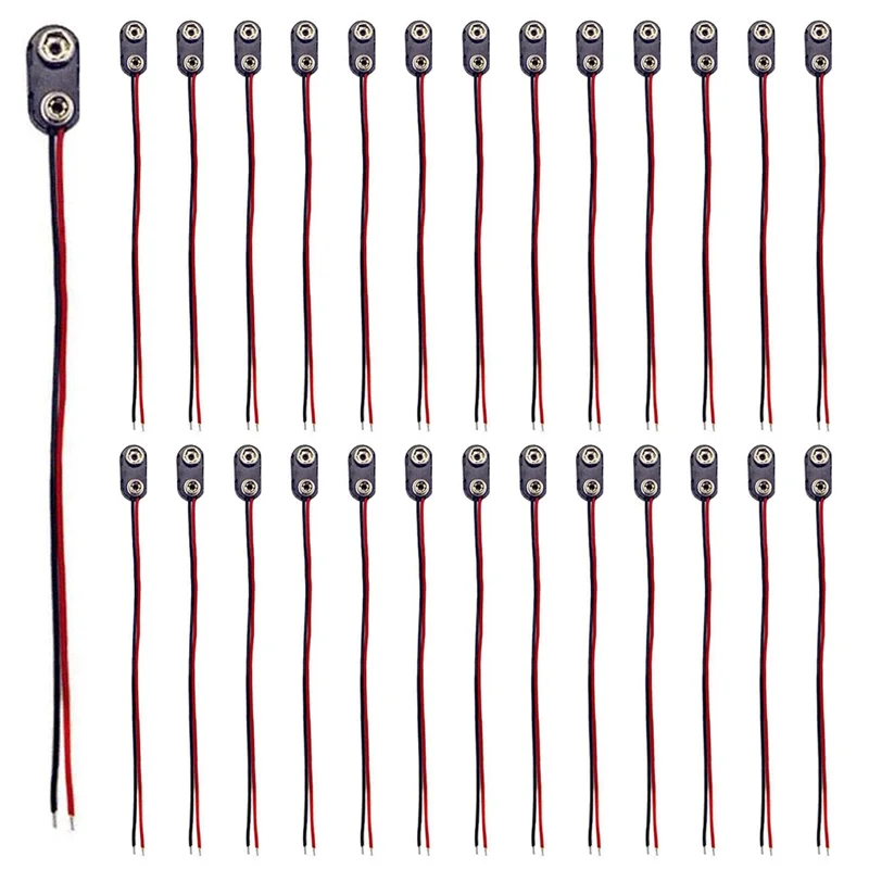 

LNHF 200 шт., кнопка разъема батареи 9 В, зажим постоянного тока, штекерный провод, адаптер для батареи, тип I 150 мм