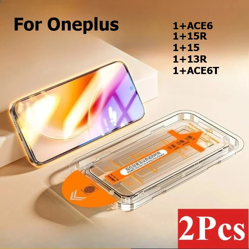 2Pcs Tempered Glass For Oneplus 15R 15 ACE6 ACE6T 13R 13T Screen Protector Toughened Glass Accessories No Dust Bubbles Kit