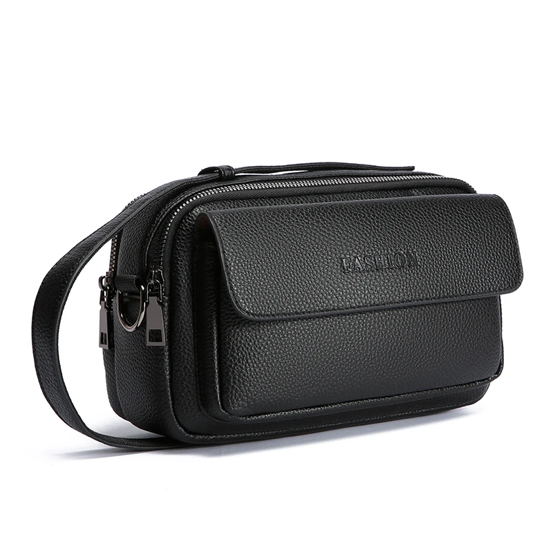 2026 New Men's Multi-Pocket Large Capacity Leather Clutch Bag Versatile Shoulder Bags Portable Commuter Wallet Mobile Phone Bag