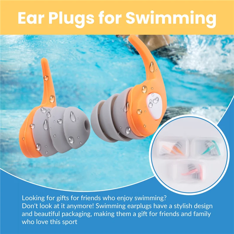 

ABDE-Ear Plugs Swimmers Ear Plugs Men Women Waterproof Earplugs For Swimming 3 Pairs Adults Kids Swim Ear Plugs B