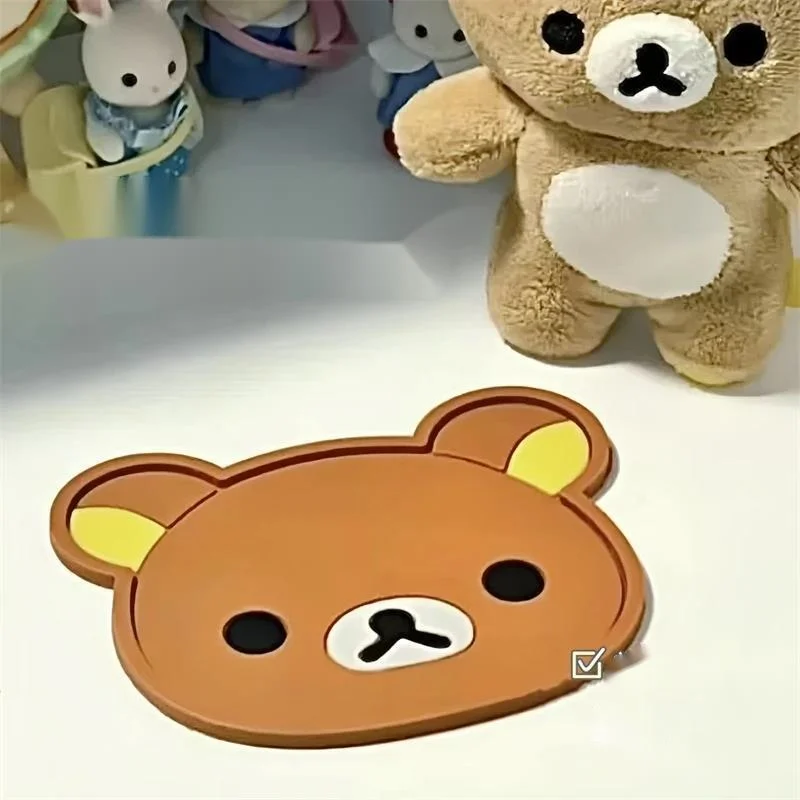 

Rilakkuma Non Slip Decorative Coaster Cartoon Bear Tabletop Heatproof Mat Irregular Shaped Silicone Soft Pad Creative Homeware