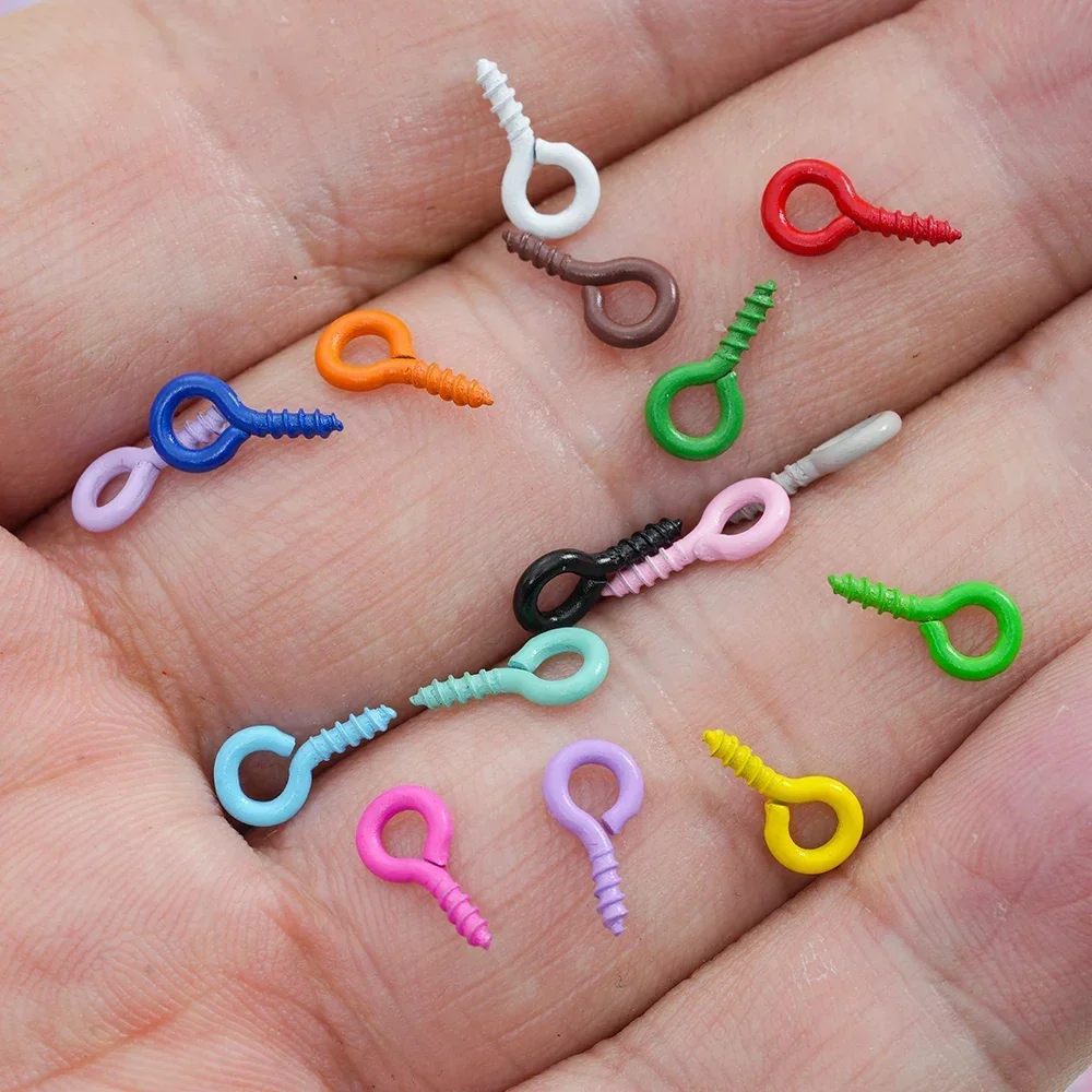 100pcs/lot Colorful Sheep Eye Pins Mini Eyelets Screw Threaded EyePins Pendant Connector for DIY Jewelry Making Pendants Charm