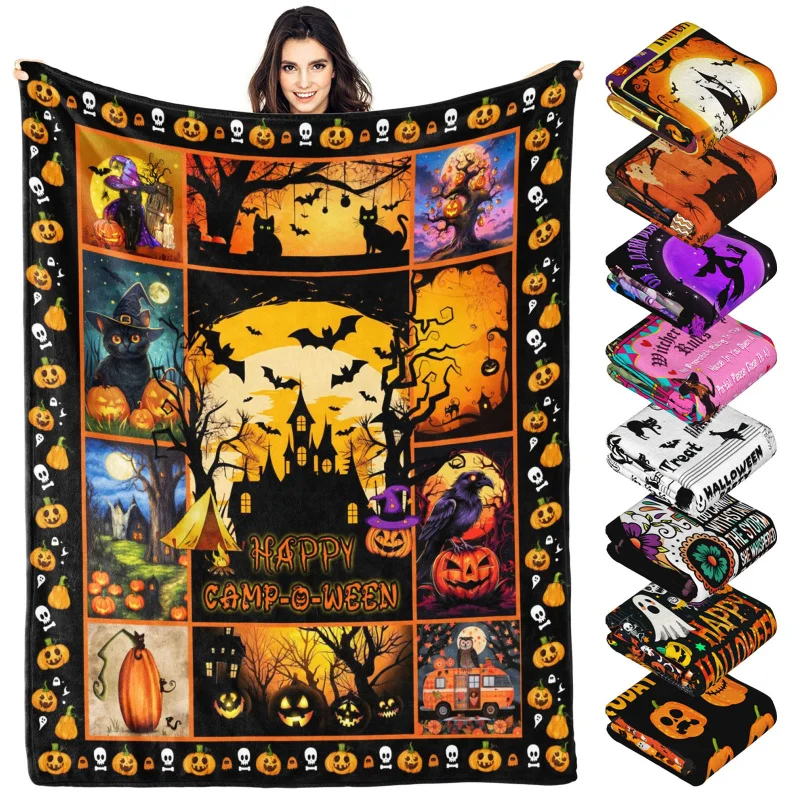 

Halloween throw blanket gifts for adults kids, pumpkin Black Cat soft flannel blankets for bed couch decorative 30 "x 40"