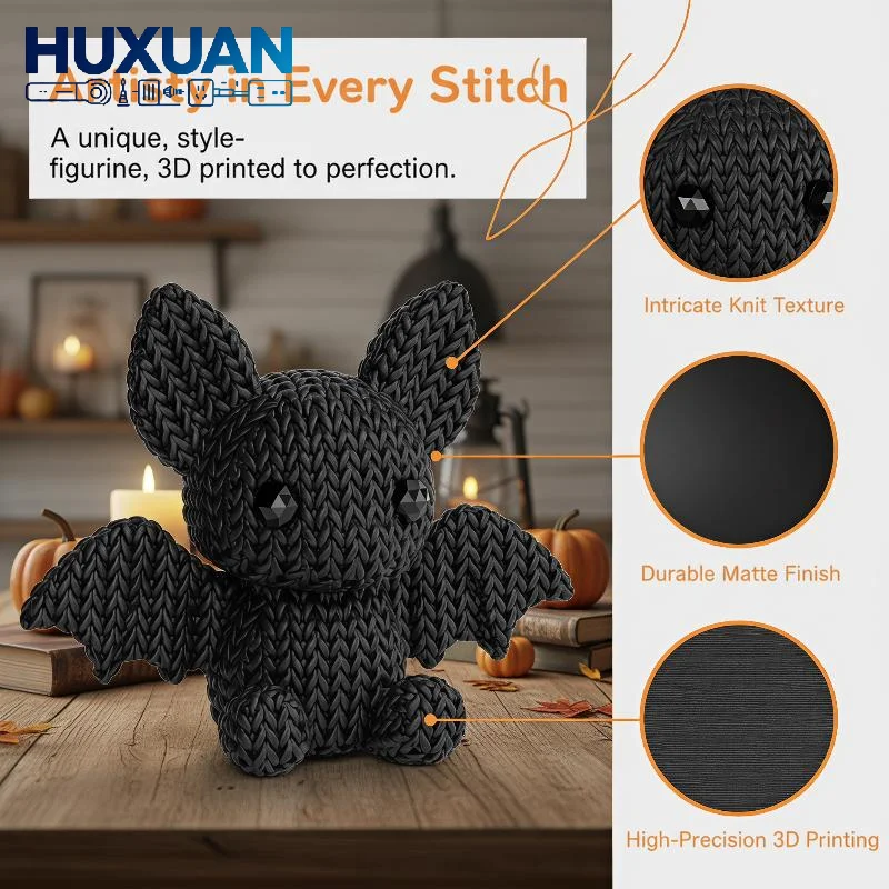 Handmade Crochet Black Bat Stuffed Toy Soft Cute For Halloween Decor Gothic Gift Kids Room Decor