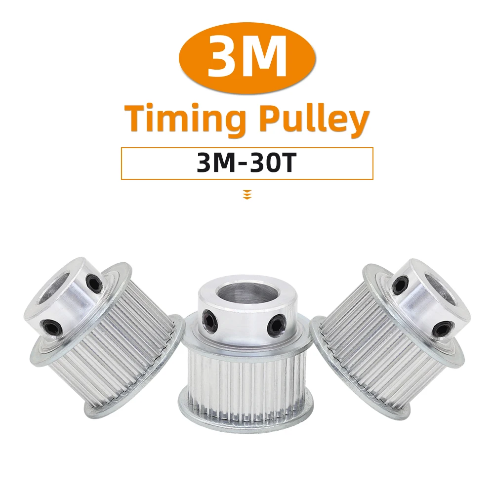 3M30T Synchronous Belt Pulley Pitch 3.0 mm Circle-arc Tooth Aluminum Pulley Wheel Belt Width 6/10/15mm Bore 5-20 mm